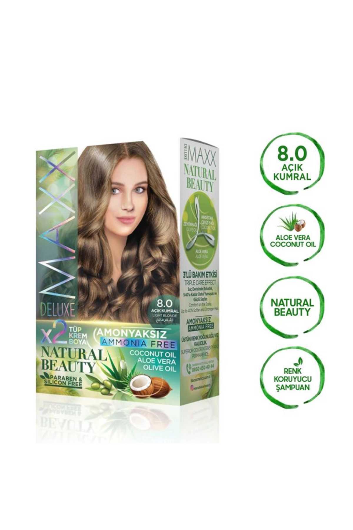 2 Paket Natural Beauty Amonyaksız Saç Boyası 8.0 Açık Kumral