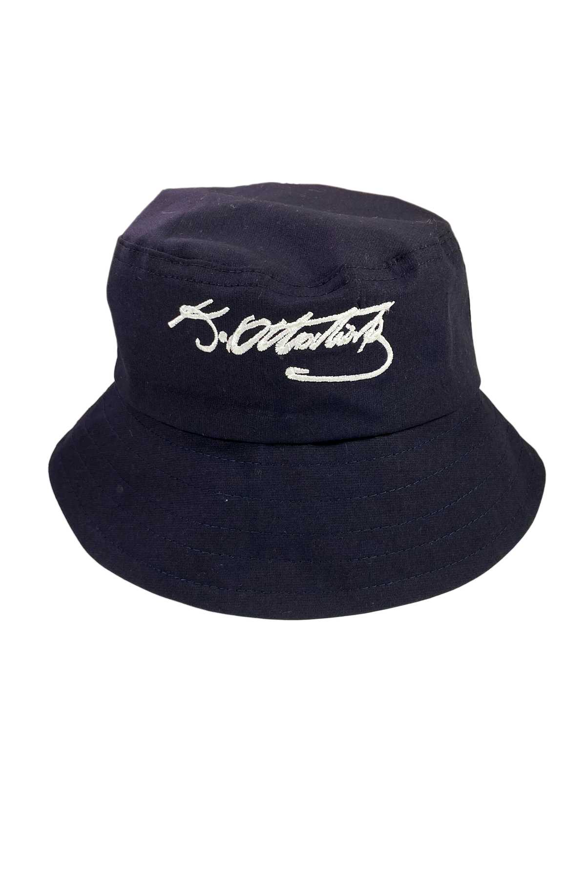 Unisex Kova Şapka Balıkçı Şapka Bucket Hat Kemal Atatürk İmzalı Siyah