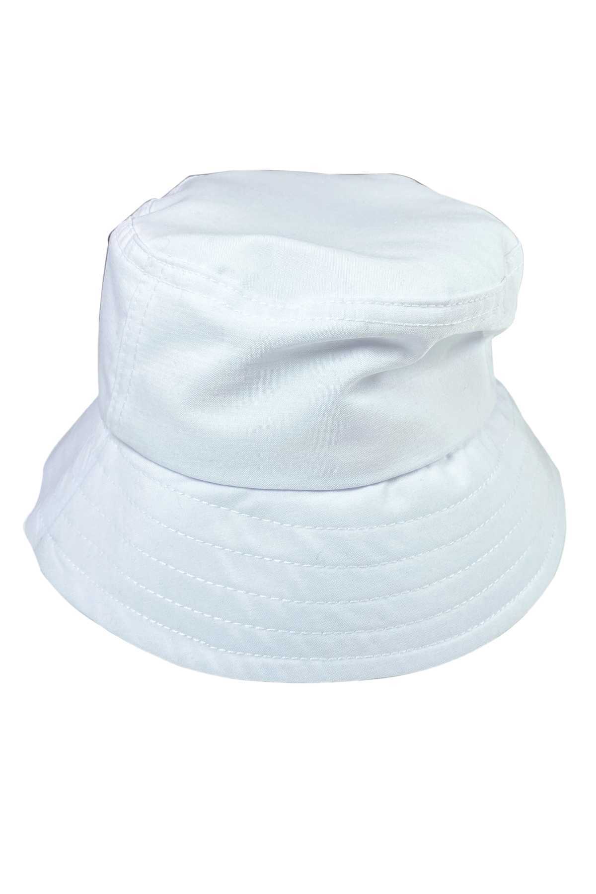 Unisex Kova Şapka Balıkçı Şapka Bucket Hat Beyaz