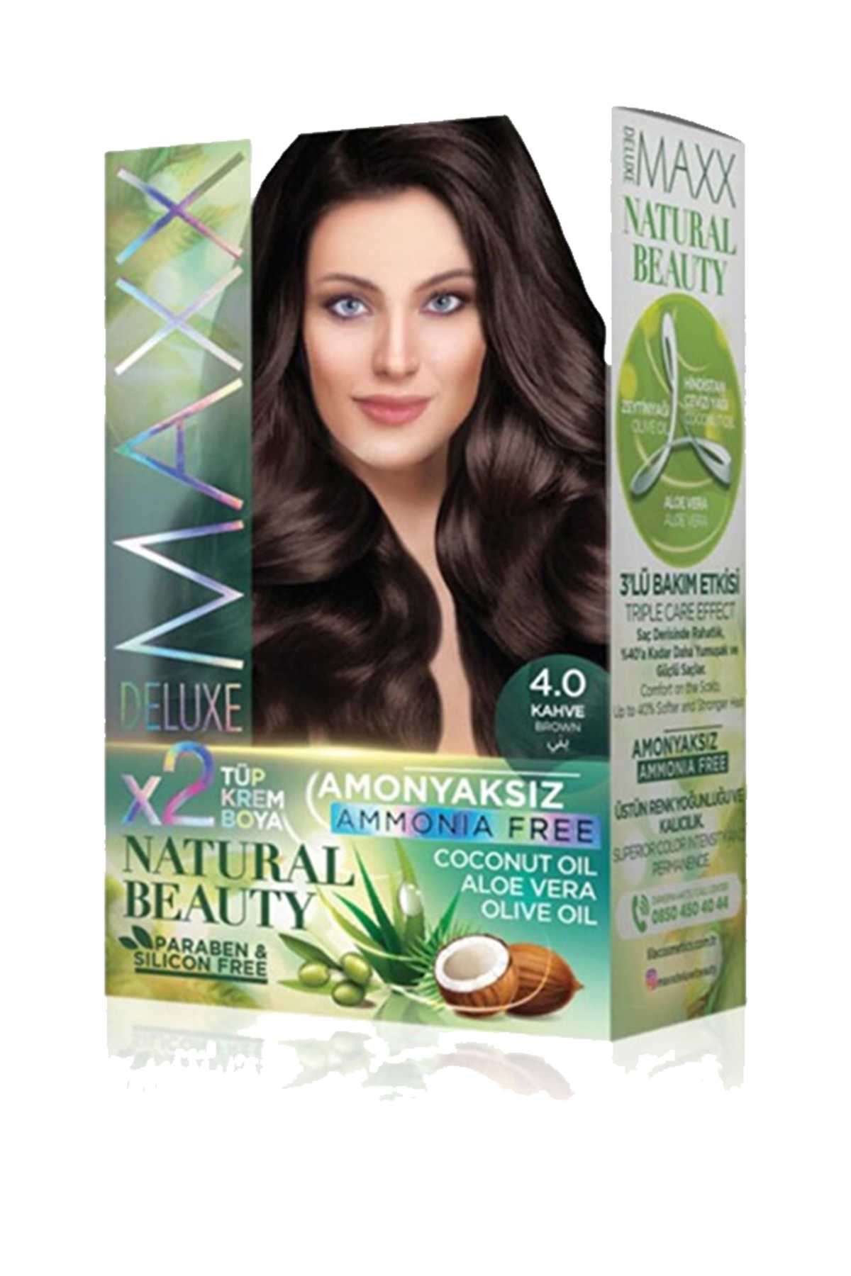 2 Paket Natural Beauty Amonyaksız Saç Boyası 4.0 Kahve