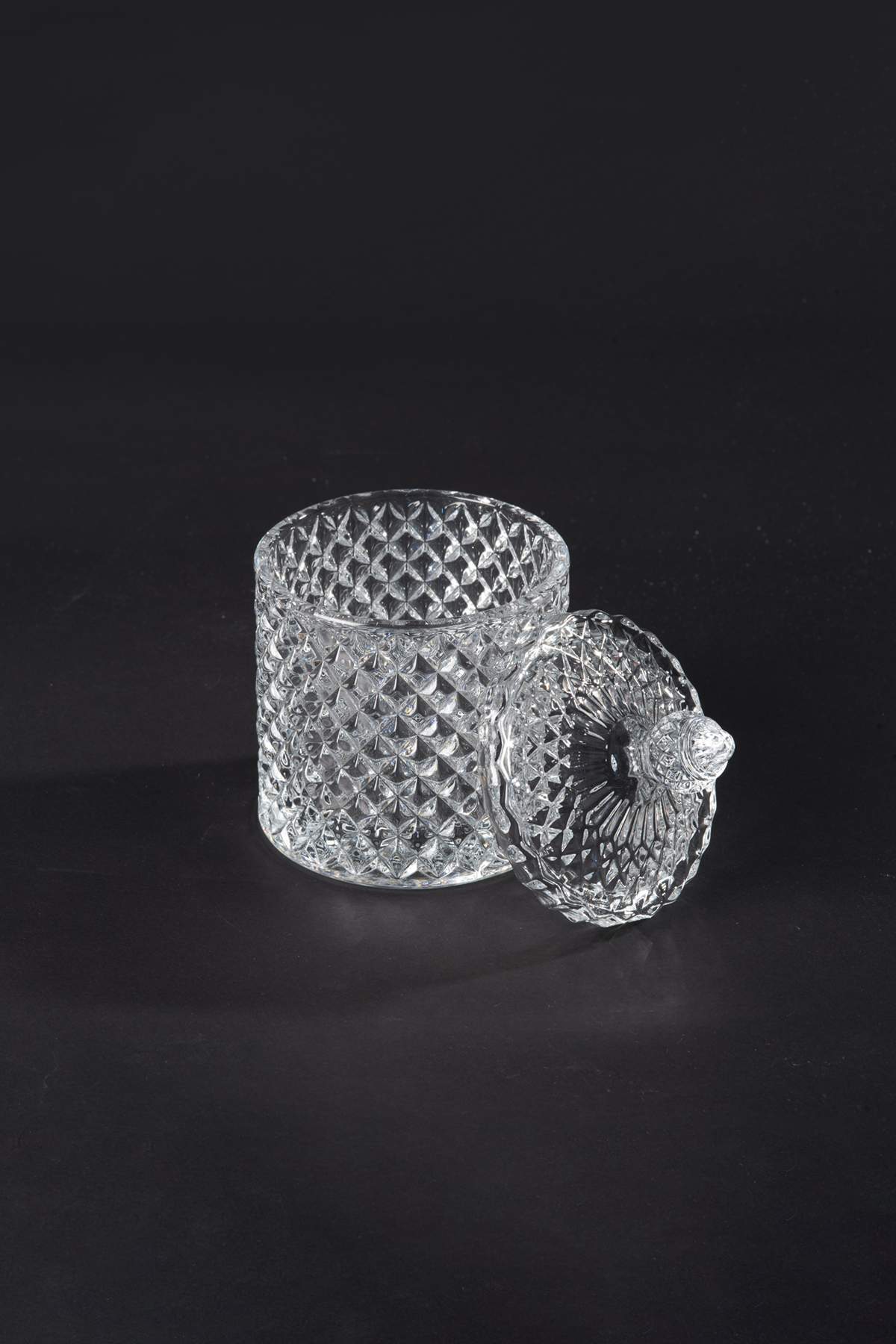 Kristal Desen Noktalı Şekerlik İşleme Kapaklı Çay Sunum 8 x 8 cm