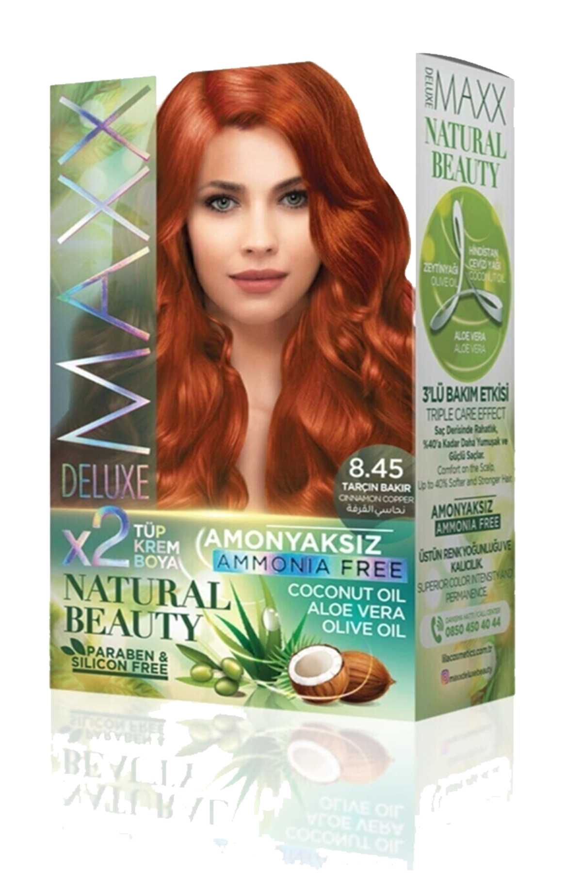 2 Paket Natural Beauty Amonyaksız Saç Boyası 8.45 Tarçın Bakır