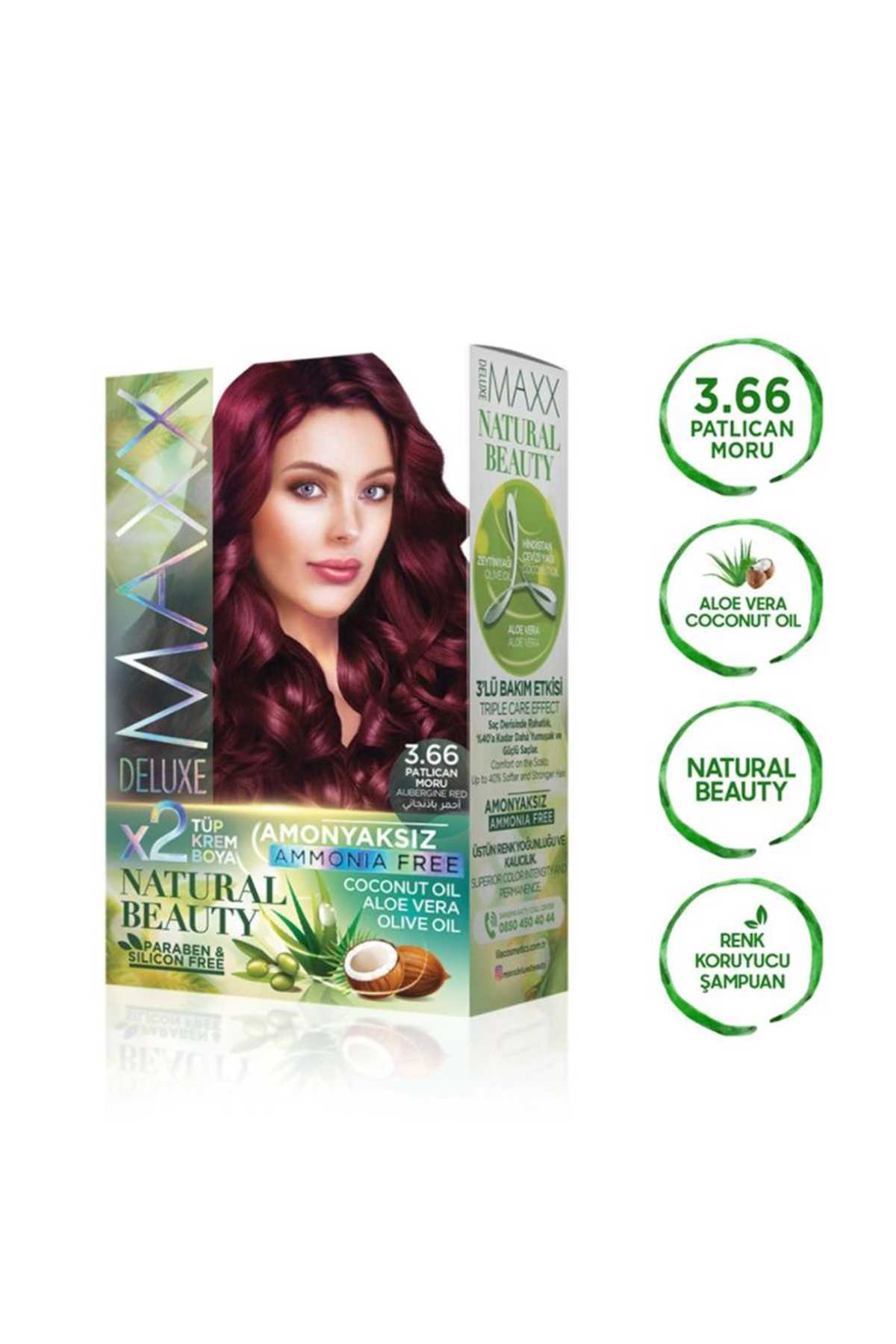 Natural Beauty Amonyaksız Saç Boyası 3.66 Patlıcan Moru