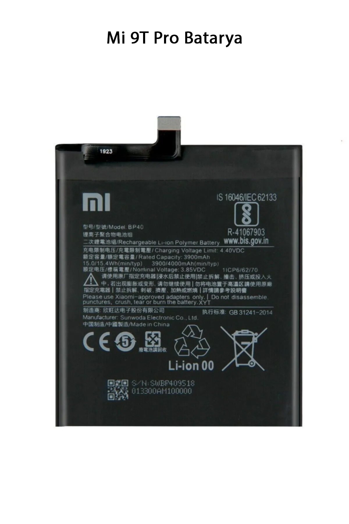 Mi 9T Pro Telefonlarla Uyumlu Batarya Pi 4000 mAh