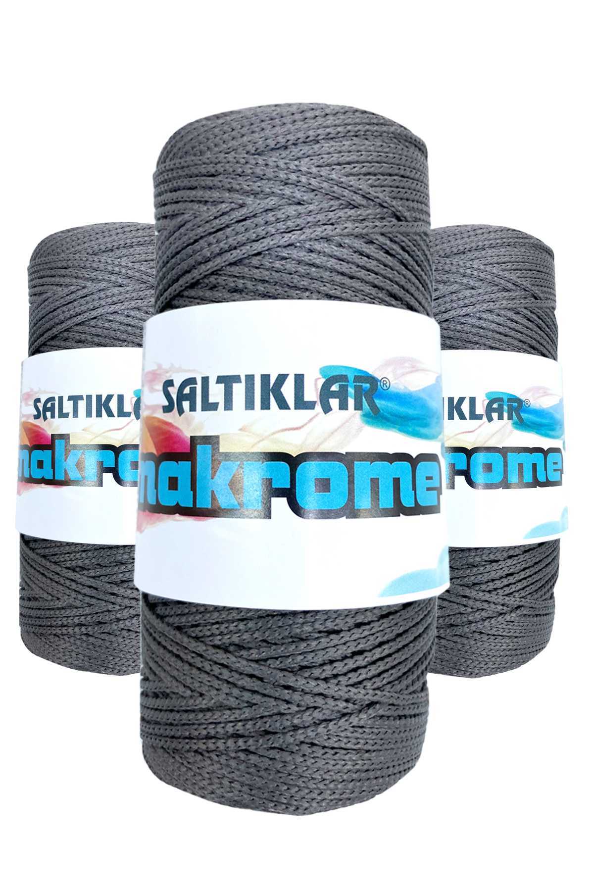 3 Adet Polyester Makrome İpi 420 Koyu Gri 100 gr