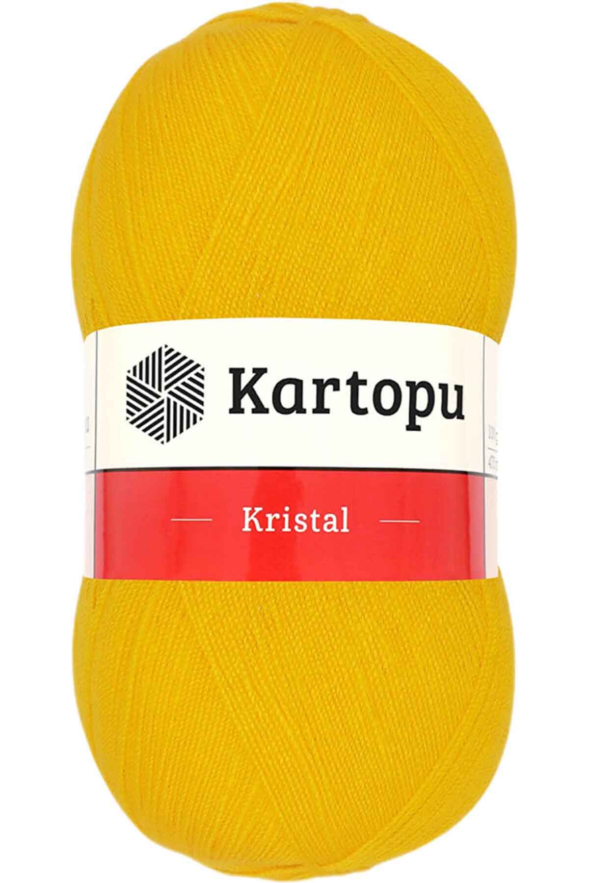 Kristal Çift Katlı El Örgü Lif İpi Koyu Sarı K320