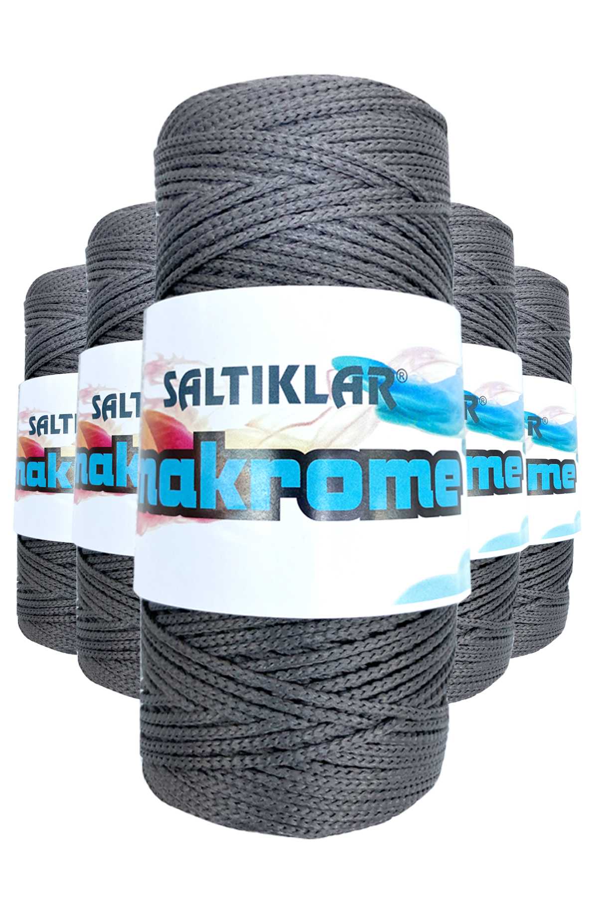 5 Adet Polyester Makrome İpi 420 Koyu Gri 100 gr