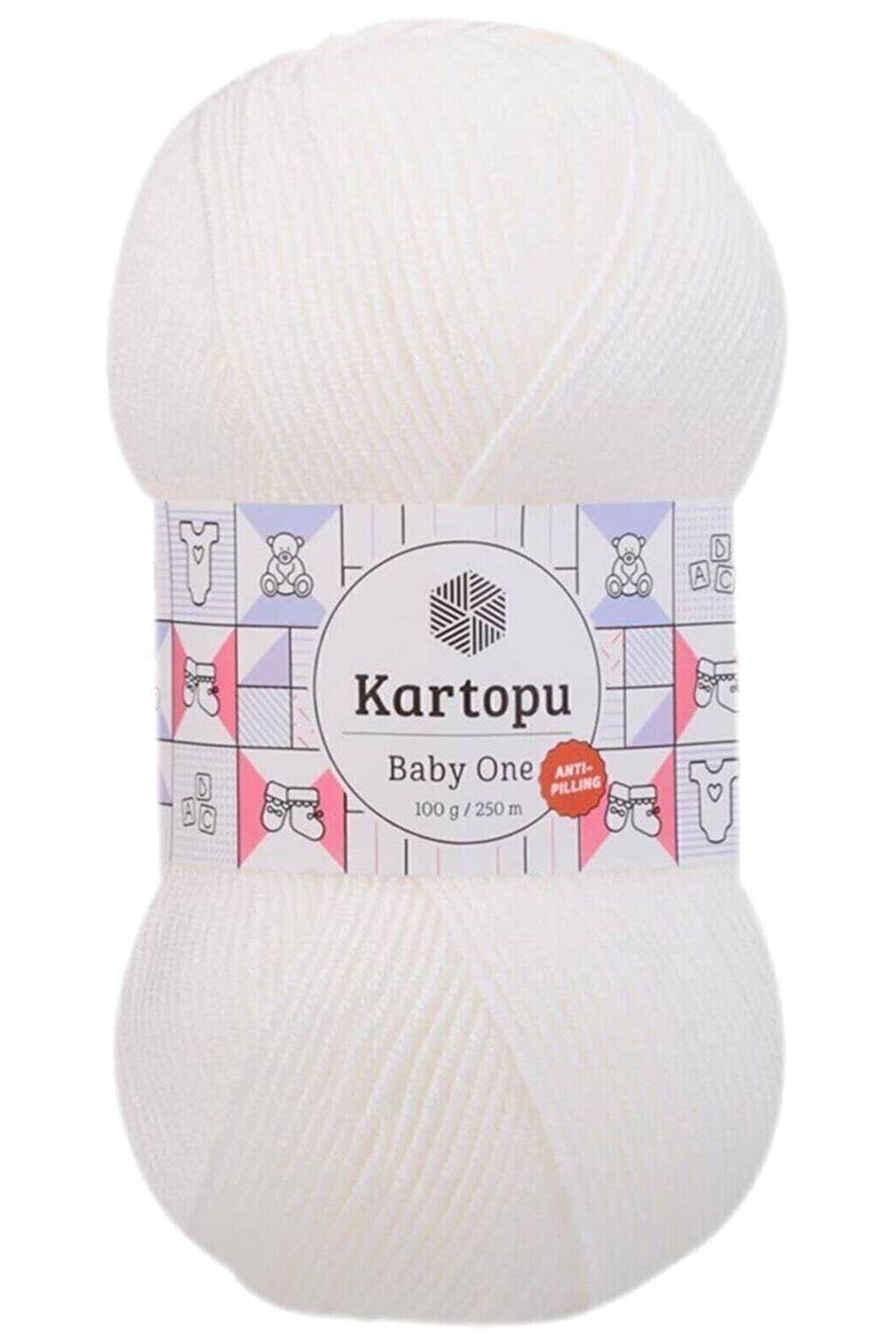 Baby One Tüylenmeyen El Örgü İpi Yünü Kar Beyaz K010