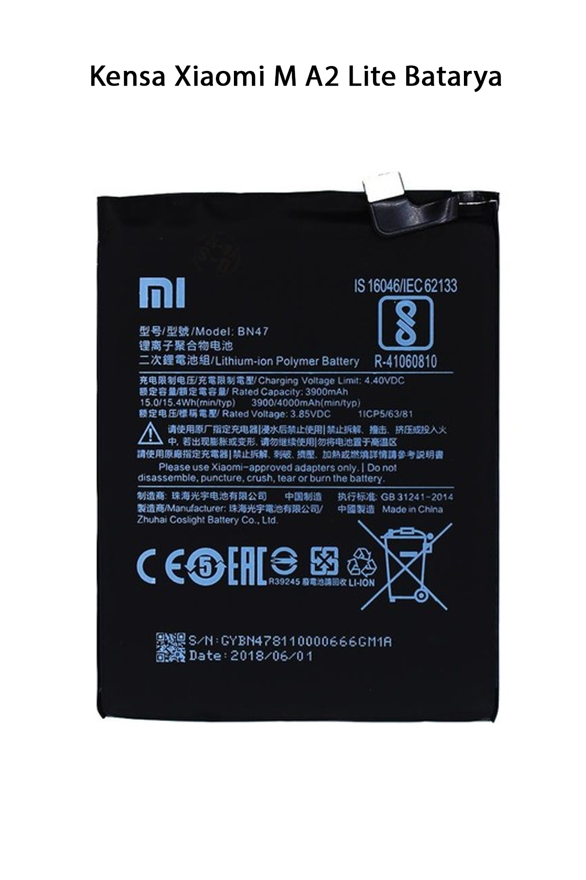 Kensa Xiaomi M A2 Lite Batarya Pil 3900 mAh