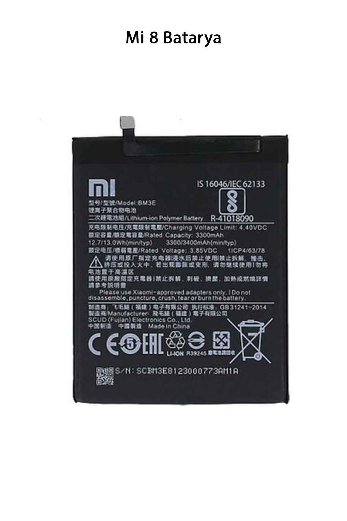 Mi 8 Telefonlarla Uyumlu Batarya Pi 3400 mAh